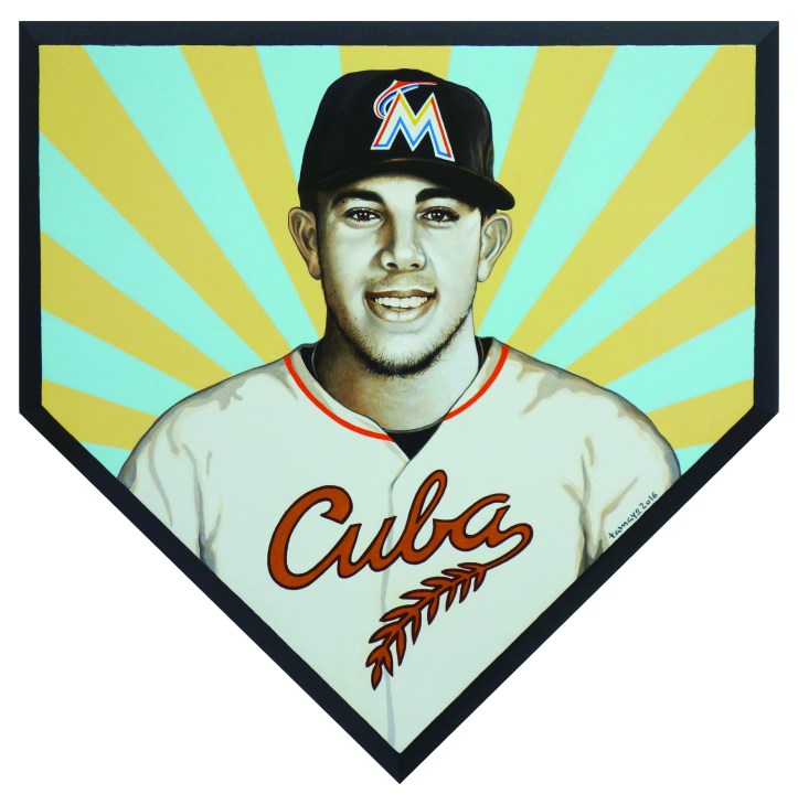 2016_Homenaje a Jose Fernandez_acrilico s madera_19,7 x 19,7in