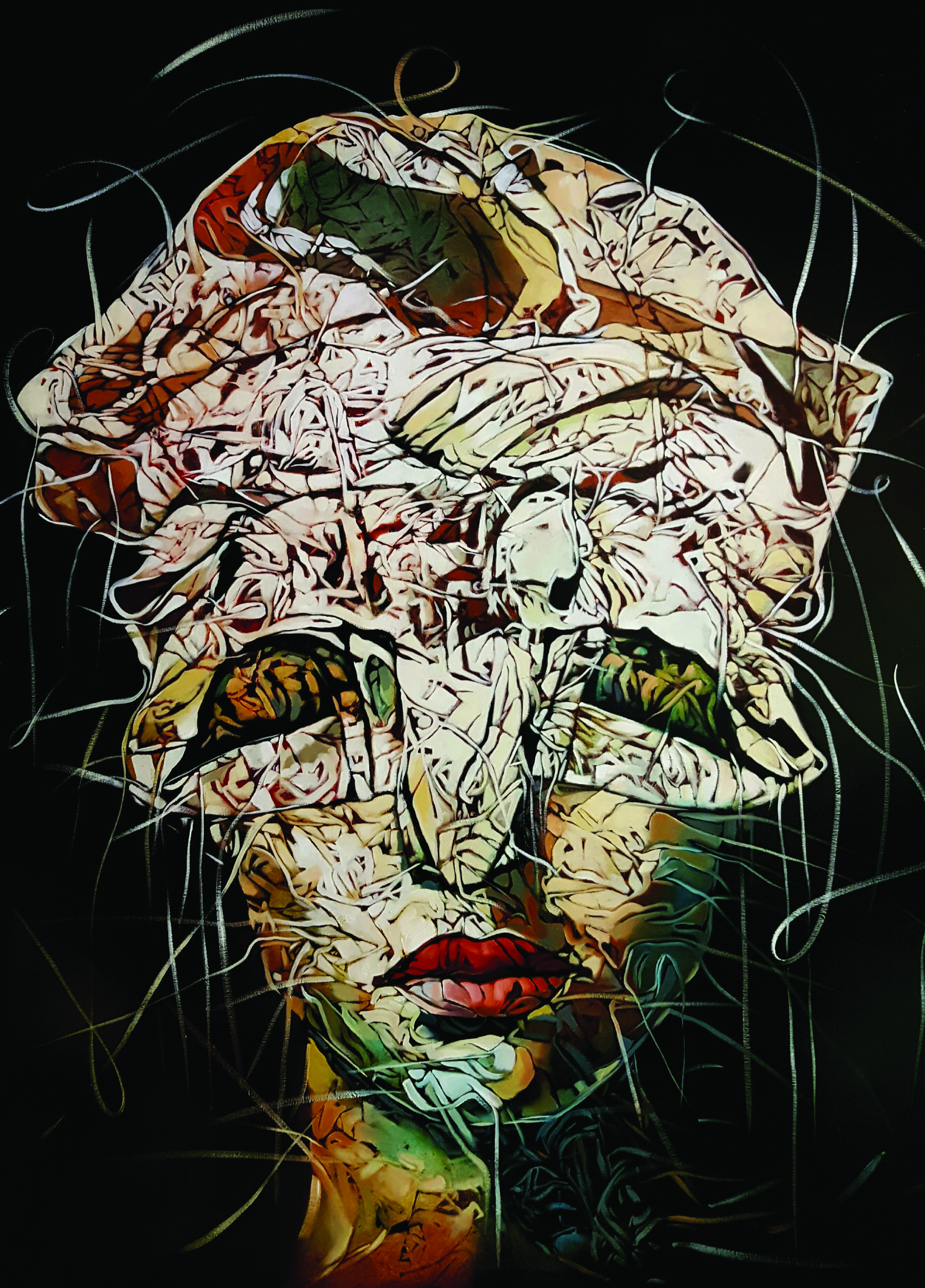 Noel Dobarganes, series Origami Kaboki, 2017, oil on linen, 48 x 36