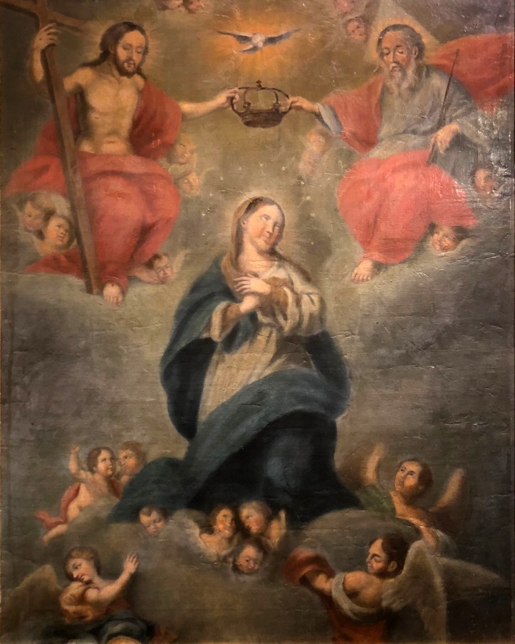 José Nicholas de la Escalera (1734 - 1804) Coronation of thr virgin by the trinity. oil on board