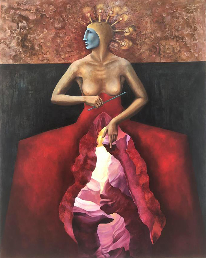Angela Alés, The Magician, Oil on Canvas, 60 x 48”