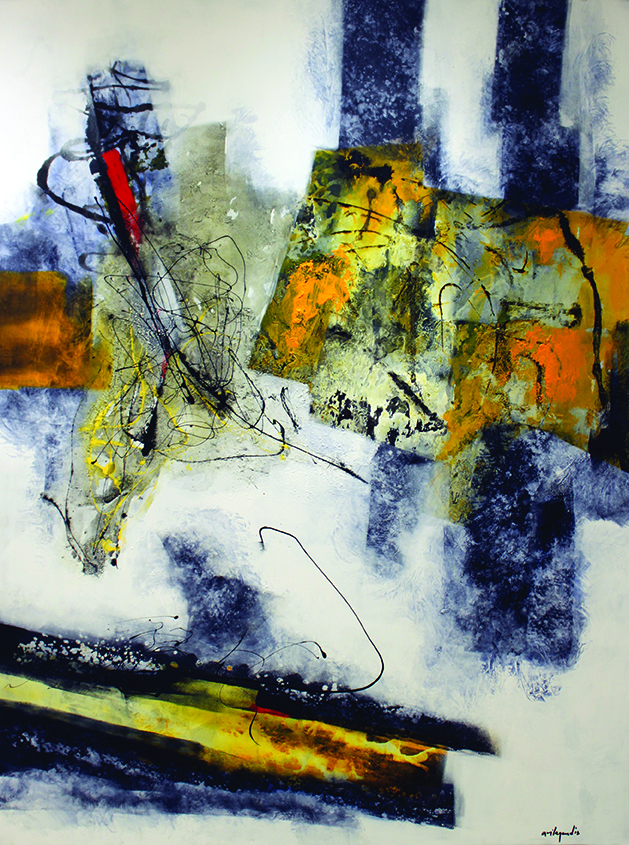 Pedro Ávila, Jueves de Abril, series Sinfonías del Alba, 2018, mixed media on canvas, 74 x 54”