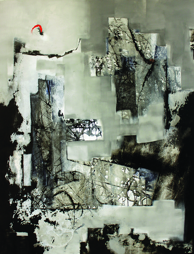 Pedro Ávila, Martes de Septiembre, series Sinfonías del Alba, 2018, mixed media on canvas, 74 x 54”