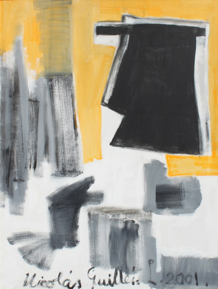 Nicolás Guillen, En todas partes cuecen habas, 2001, acrylic on linen, 48 x 36”