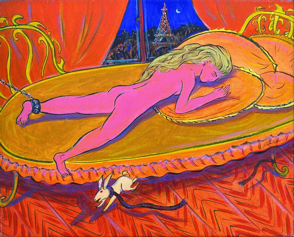 Rocío García, Oh, Mon chéri…! from the series The return of Jack the Punisher, 2011, Acrylic on canvas, 16 x 13.”